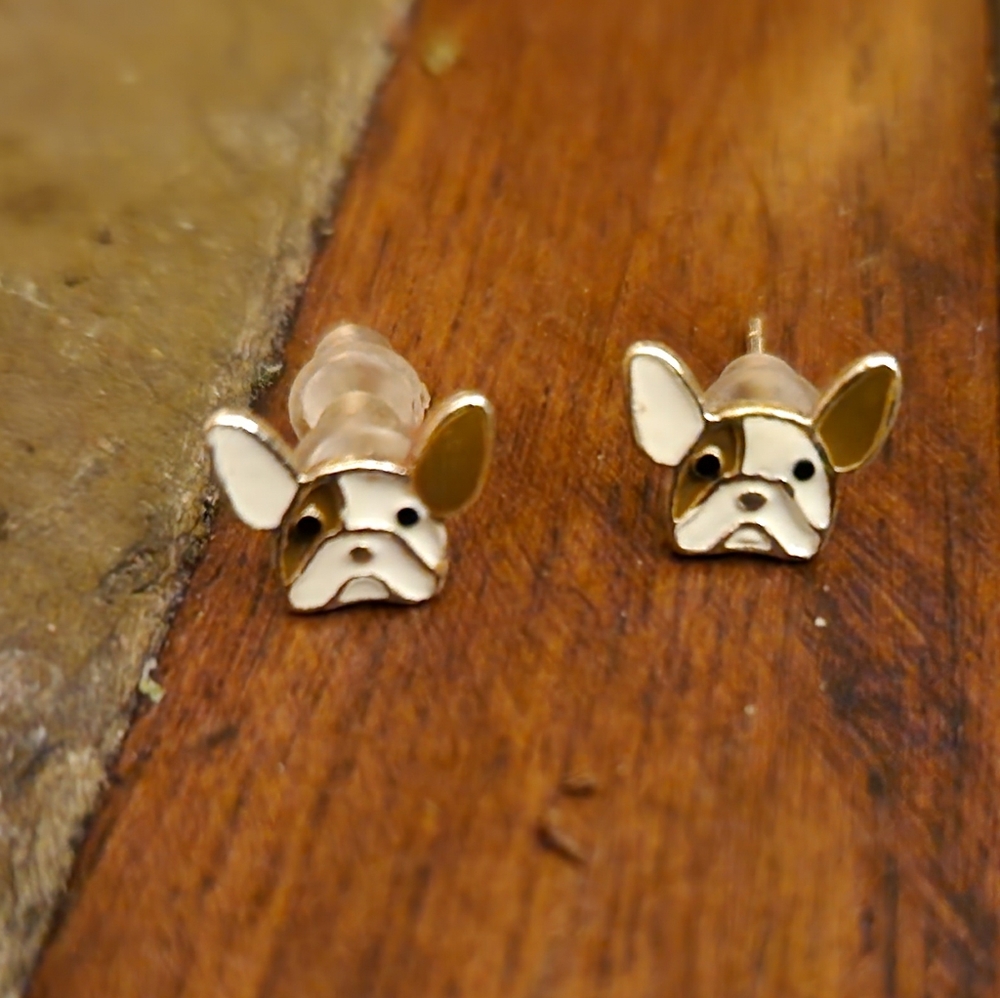 handmade Stud frenchie Earrings !!
